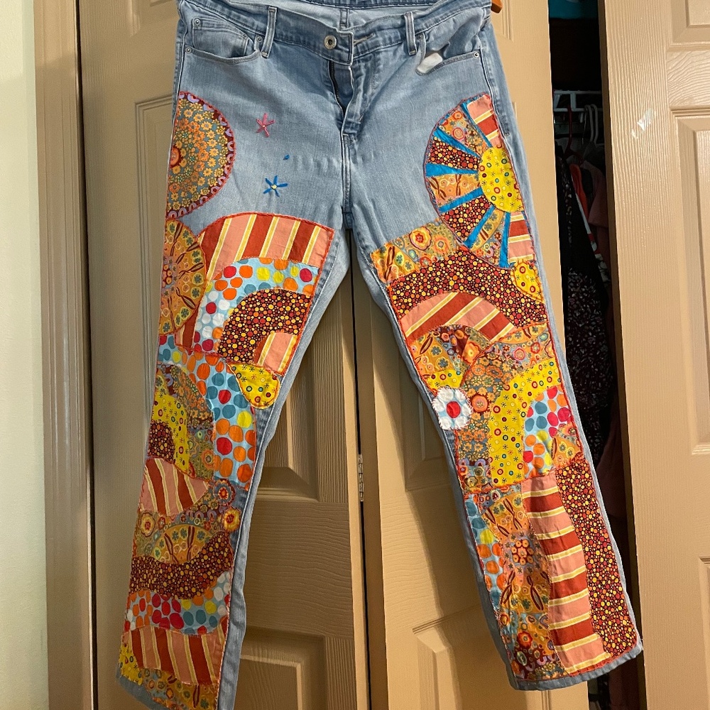 Hand patched jeans